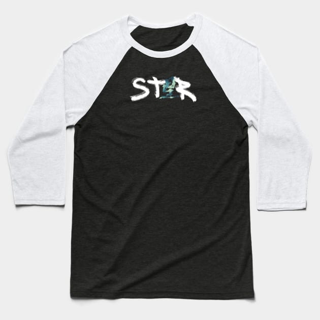 Kanji Star Calligraphy Baseball T-Shirt by ptc96